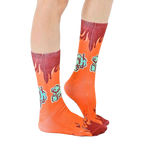 Lifestyle shot showing the 'Sorry I Farted' socks on a person's feet, highlighting their fit and style. [lf]