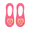 Close-up shot of the socks, highlighting the heart design with 'I don't give a fuck' text.