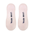 Close-up image showing the back of the socks with 'Living Royal' text printed in navy.