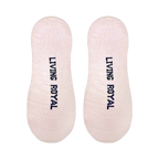 Close-up image showing the back of the socks with 'Living Royal' text printed in navy.