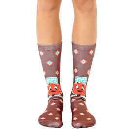 dogs over people dog themed mens & womens unisex brown novelty crew socks