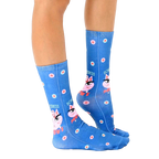 Lifestyle photo showcasing the 'Don't Stress Meowt' socks on a person's feet, highlighting their fit and style. [lf]