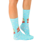 Close-up of 'Don't Be A Prick' socks showcasing the design details and pastel color palette. [lf]