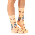 Lifestyle shot of model wearing the 'Adulting is BS' socks, showcasing the fit and style. [lf]