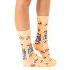 Lifestyle shot of model wearing the 'Adulting is BS' socks, showcasing the fit and style. [lf]