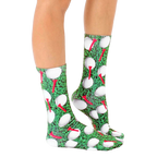 Lifestyle shot of the golf socks on a person's feet, showcasing how they look when worn. [lf]