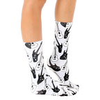 Lifestyle photo showcasing the Guitar Socks on a person's feet, showing the socks from the side. [lf]