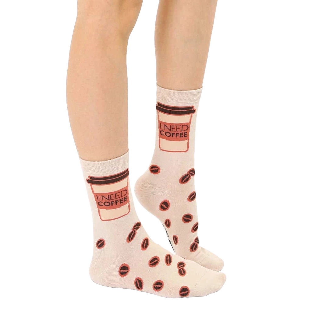 Close-up of adult 'Coffee Me And Mini' socks showing the design details. [lf]