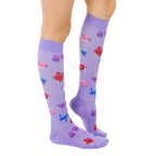 Lifestyle shot showing the socks on a person's legs, highlighting the fit and style. [lf]