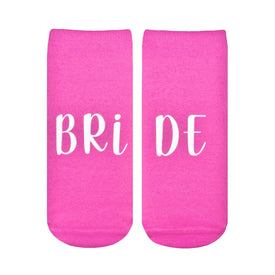 bride wedding themed womens pink novelty ankle socks