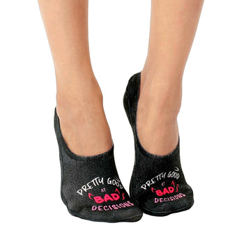 bad decisions funny themed womens black novelty liner socks