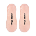 Close-up showing the back of the socks with 'Living Royal' vertically printed on each sock.