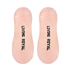 Close-up showing the back of the socks with 'Living Royal' vertically printed on each sock.