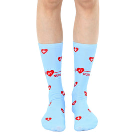 nurse #1 nurse themed mens & womens unisex blue novelty crew socks