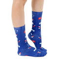 Lifestyle shot: Model wearing the Nurse Hero socks, showcasing the design and fit. [lf]