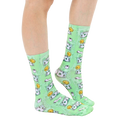 Lifestyle shot showcasing 'Toilet Paper Bills' socks on a model's feet, showing how they fit and look when worn. [lf]
