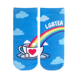 lgbtea pride themed womens blue novelty ankle socks