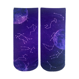 astrology space themed womens purple novelty ankle socks