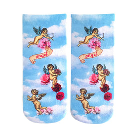 cherub love themed womens blue novelty ankle socks