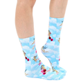 Lifestyle shot of a person wearing the Cherub socks, showcasing how they look when worn. [lf]