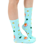 Lifestyle photo showing the Pool Sloth socks on a person's feet, highlighting how they look when worn. [lf]