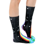 Side view of Alien Abduction socks showcasing the design details and fit. [lf]