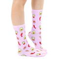 Lifestyle shot showing the 'Cats As Things' socks on a person's legs from the knees down. [lf]