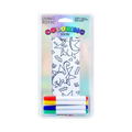 Product packaging showcasing the Dino Daze Coloring Socks and markers.