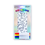 Product packaging showcasing the Dino Daze Coloring Socks and markers.