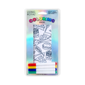 Package shot of Junk Food Life Coloring Socks showing the socks and markers on a retail display card.