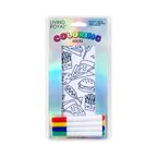 Package shot of Junk Food Life Coloring Socks showing the socks and markers on a retail display card.