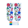 Pair of white ankle socks with colorful cartoon monsters and 'Rawr!' text. Includes four fabric markers.
