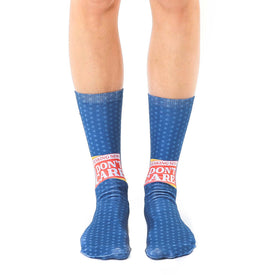 breaking news sassy themed mens & womens unisex blue novelty crew socks