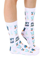 Lifestyle shot showing the Plant Manager socks on a person's feet, showcasing how they look when worn. [lf]