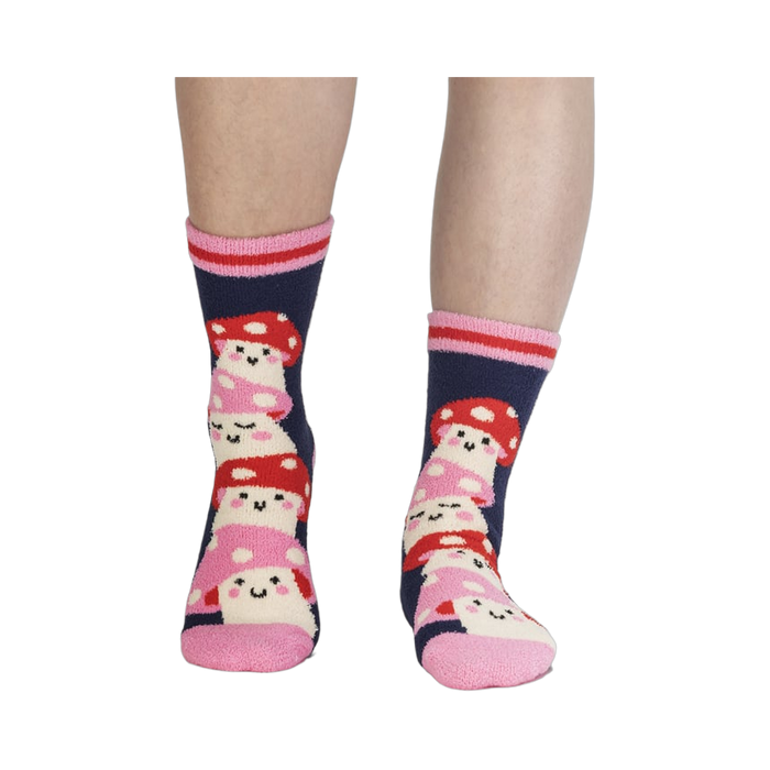 Lifestyle shot showing the socks on a person's feet, showcasing the fit and feel.