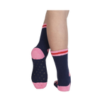 A rear view of the socks highlighting the grippers on the bottom for added safety
