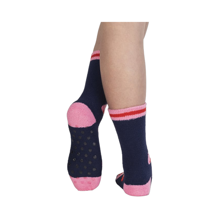 A rear view of the socks highlighting the grippers on the bottom for added safety