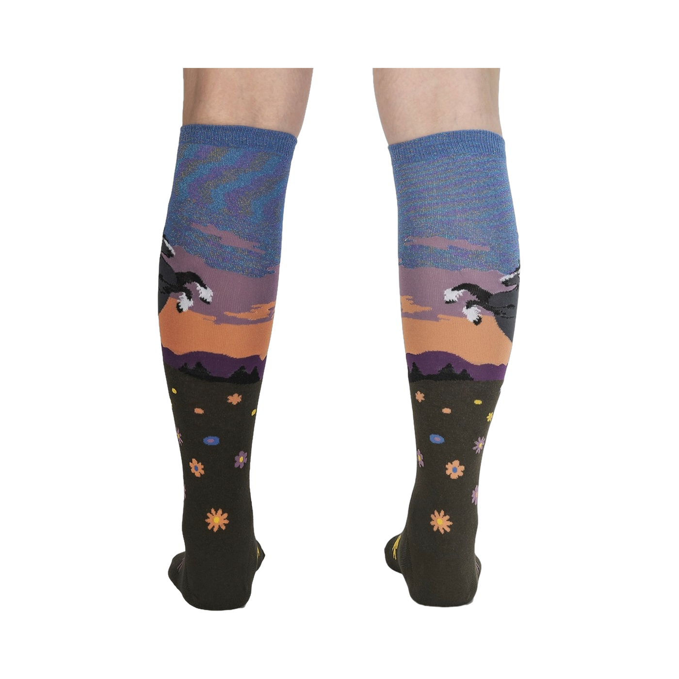 Close-up view of the back of the 'Black Beauty' socks, showcasing the design details.