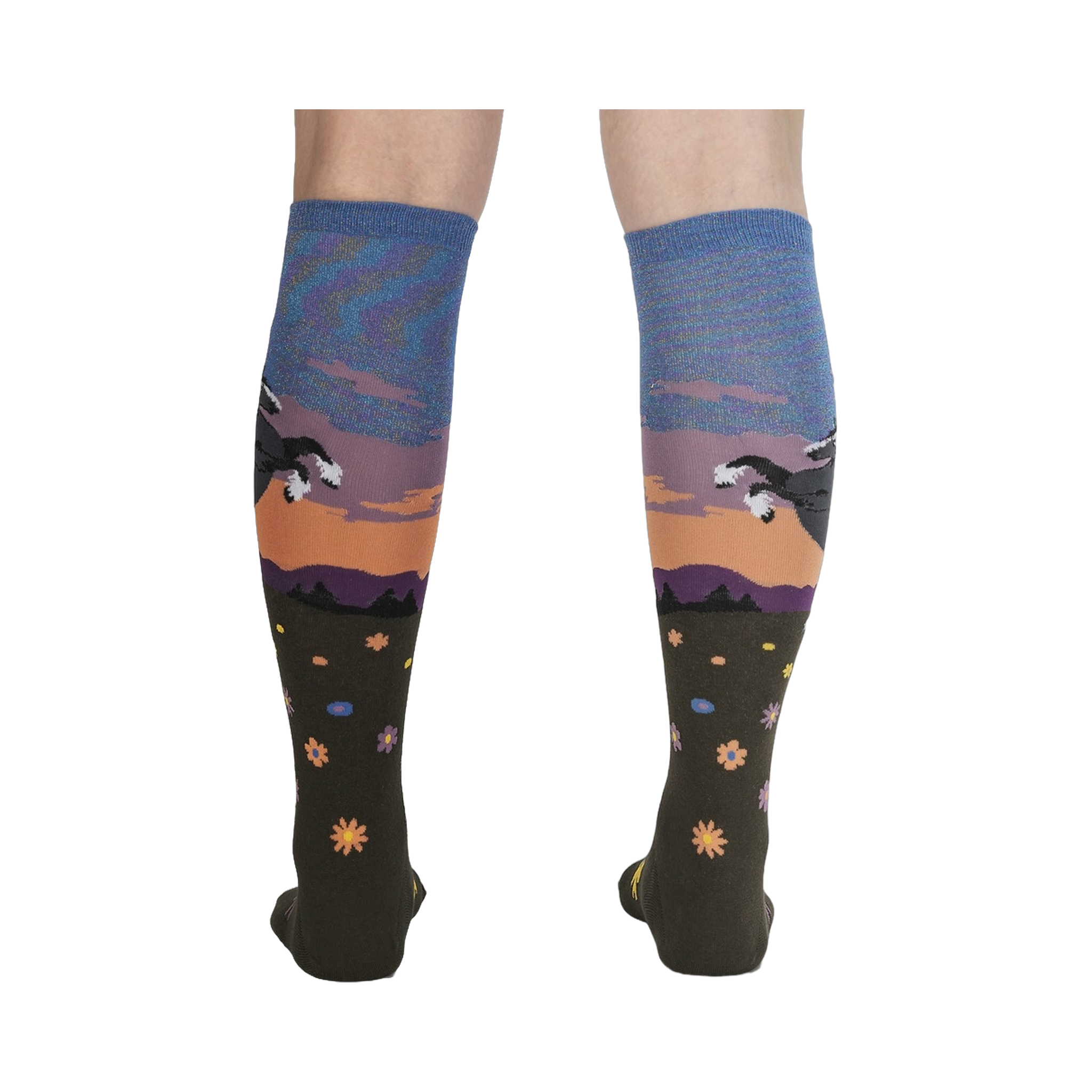 Close-up view of the back of the 'Black Beauty' socks, showcasing the design details.