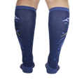 Back view of the 'Once Upon a Narwhal Shimmer' knee-high socks, showcasing the full design.