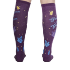 Back view of the 'You're a Gem' knee-high socks, highlighting the full design and purple color.