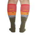 Rear view of the Rhino-Corn socks showcasing the full design.