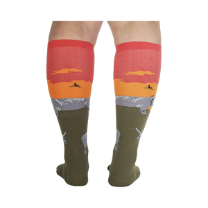 Rear view of the Rhino-Corn socks showcasing the full design.