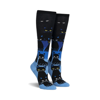 cats in the dark glow in the dark cats themed womens black novelty knee high 0