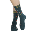Flat lay showcasing a pair of 'Take A Trip' socks, highlighting the design details.