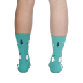 Back view of the teal 'Having Snow Much Fun' socks, showcasing the full snowman design.