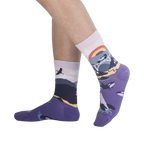 Lifestyle shot showing the Big Sur socks on a person's legs, showcasing the design and fit.