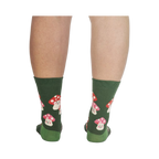 Rear view of the socks, highlighting the full mushroom pattern.