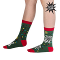 Lifestyle shot of a person modeling the 'Eating Light' socks, showcasing the glow-in-the-dark feature.