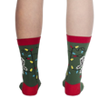 Back view of the 'Eating Light' socks on a model's legs, showing the full design.